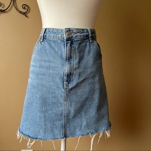 Topshop Blue High Waist Raw Hem Denim Miniskirt Size 12